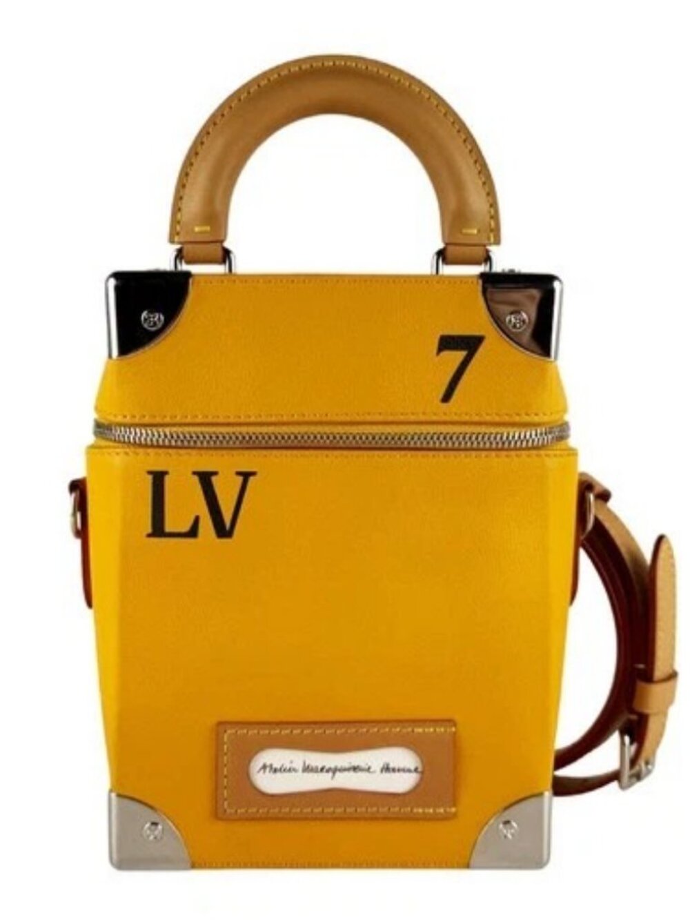 Auth LOUIS VUITTON Vertical Box Trunk Shoulder Bag Orange Leather M59666 z10334